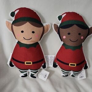 Set Of 2 Festive Elf Plush Pillows